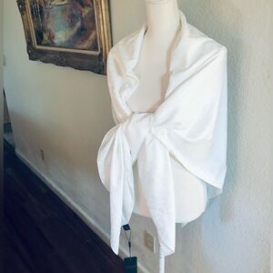 White 53"x53" Square Silk Shawl Scarf Wrap XiangYunSha HuaLuo Wedding Bride